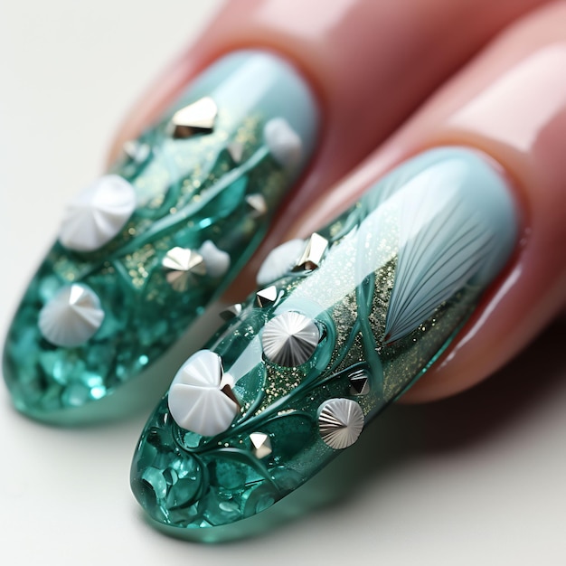 Sweet Style 3D White Flower Green Butterfly Acrylic Nails Long Green Press  On Nail For Manicure, Salon, DIY Art Full Coverage Artificial Nils MH88  Q231114 From Flippedd, $8 | DHgate.Com