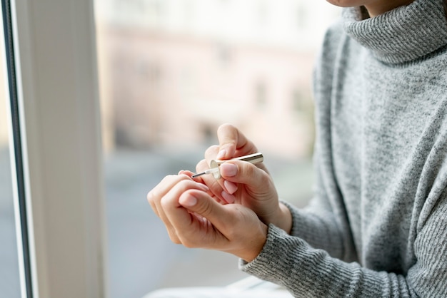 Photo nail care manicure process