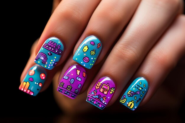 Nail designs ideas for salon professionals to fuse creativity with colorful abstract styles and attr