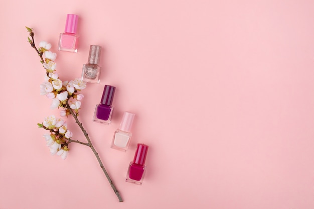 Nail Polish on a pink background