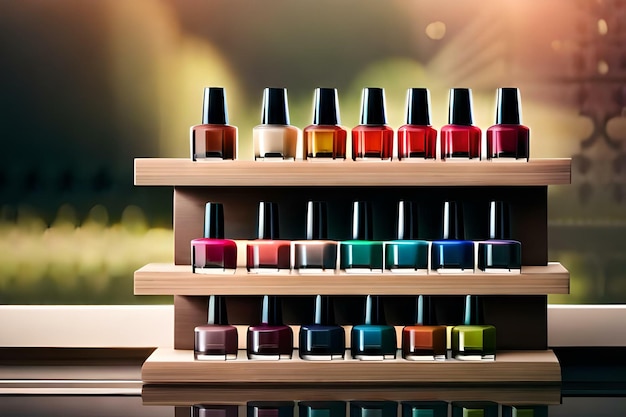 Photo nail polish shelf various colors