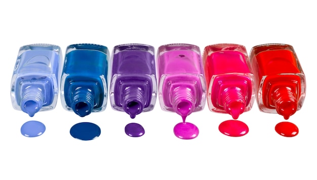 Photo nail polishes isolated on background