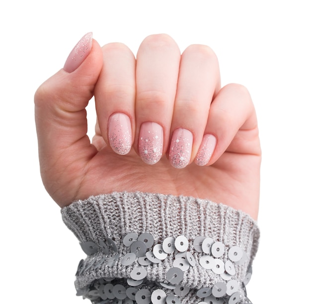 Nails Design. Christmas Manicure isolated on white