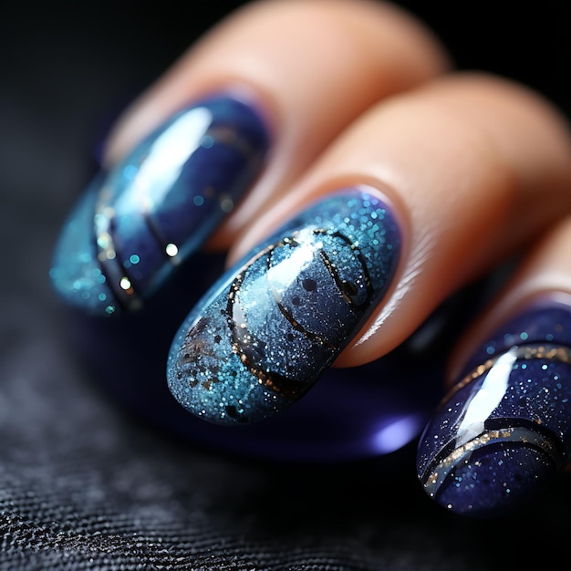 Midnight Blue | Dark Winter Blue Pearl Finish Nail Wraps – Flowers and Gray