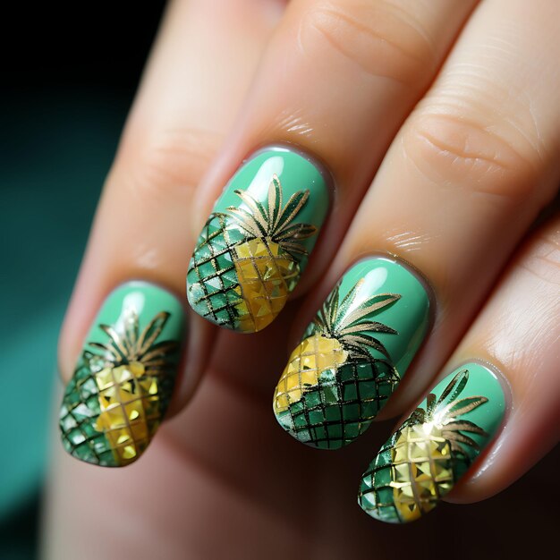 Pineapple nail art by daysofnailartnl