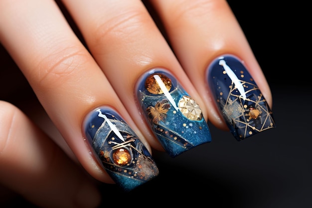 nails that show a solar eclipse with the stars