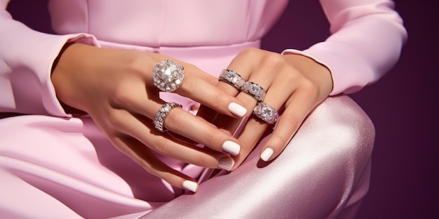 Nails with accessories complementing jewelry Created with generative AI technology
