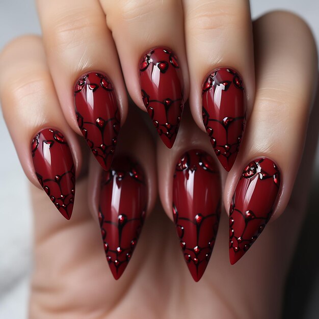 Red and black matte nails | Nail Art Amino