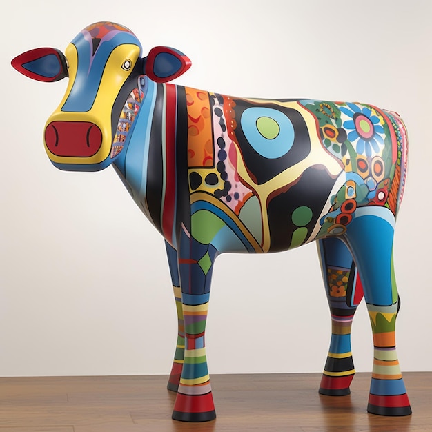 Naive Art Cow 3d Een gedurfde en speelse fusie van Mexicaanse en Amerikaanse culturen