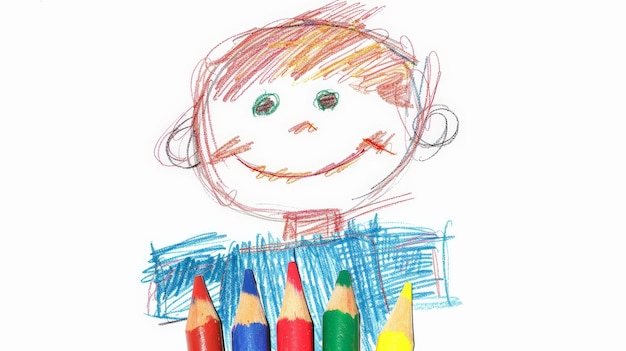 Disegno a matita ingenuo dei bambini storia d'amicizia preferita ia generativa