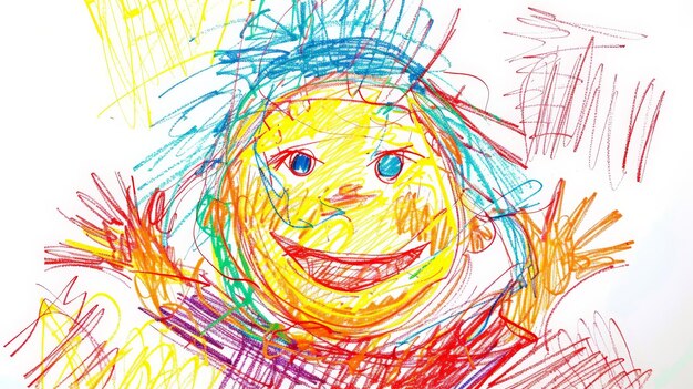 Фото Наивный карандашный рисунок детской мечты на белом генеративном ии