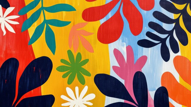 Naive floral art Bright colorful illustrations in minimalist style