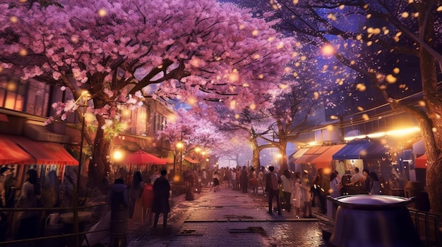 Nakameguro Sakura Festival in Tokyo Generative AI