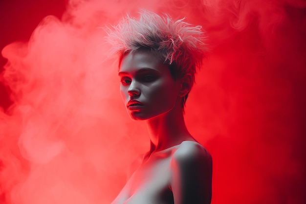 a naked woman with smoke coming out of her hair