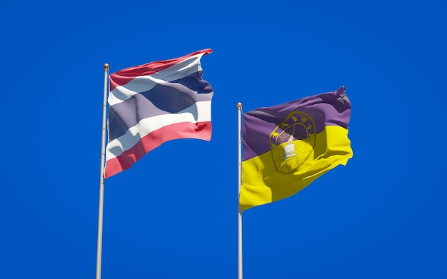 Foto nakhon si thammarat thailand province state flag. grafica 3d