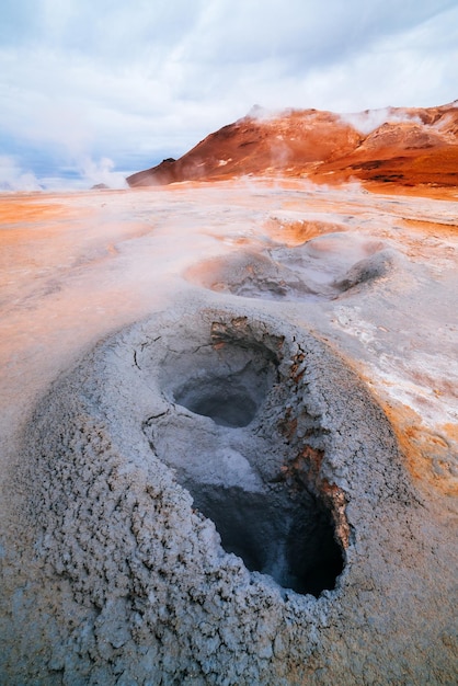 Namafjall geothermal area in field of Hverir Iceland