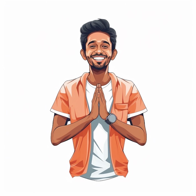 A namaskar gesture cartoon with white background