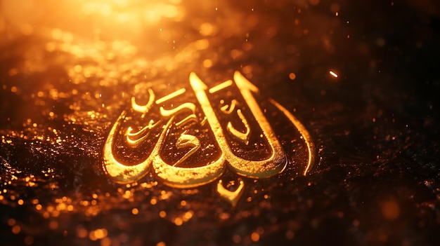 Photo the name of allah on water drops background