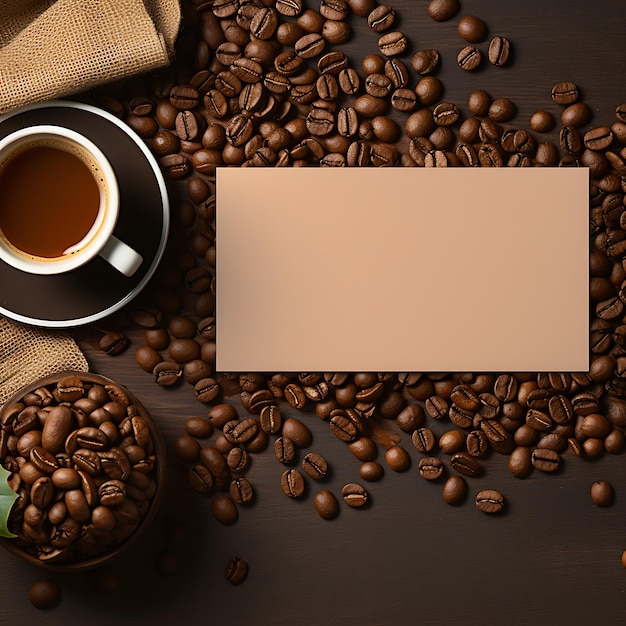 Photo name card coffee shop business card warm brown color textured kraft pa bussines concept idea