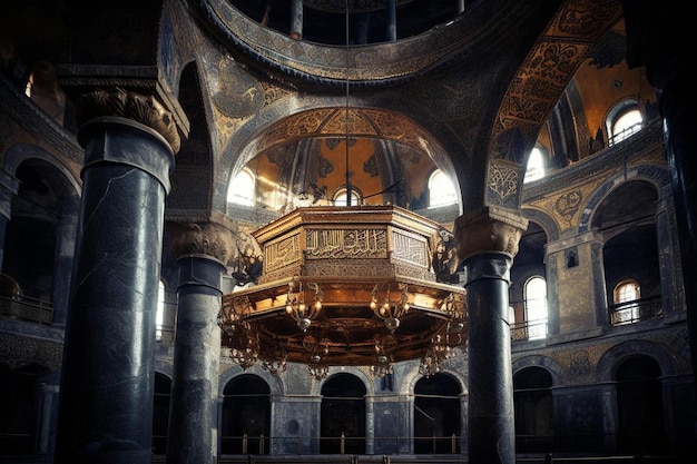 The name of the church is on the top of the altar