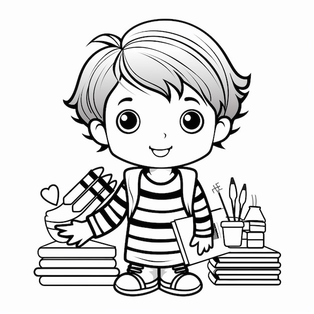 Foto nome tag bambini apprendimento fascino piatto libro da colorare kawaii linea arte