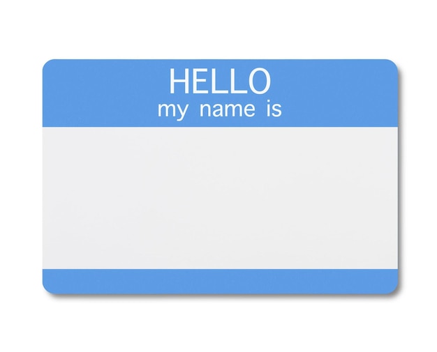 Name Tag on white