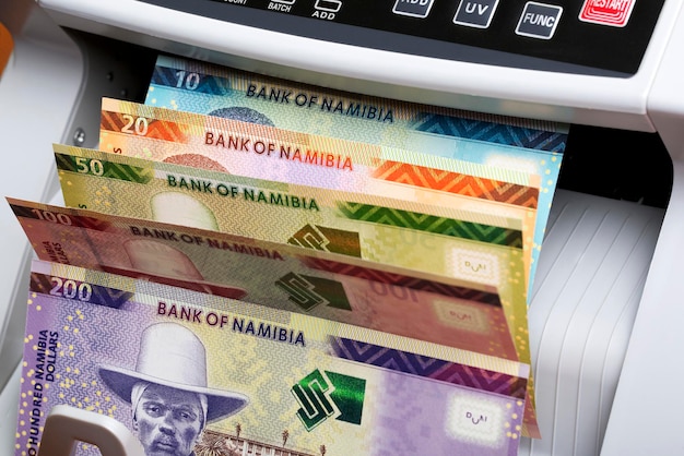 Photo namibian dollar in a counting machine