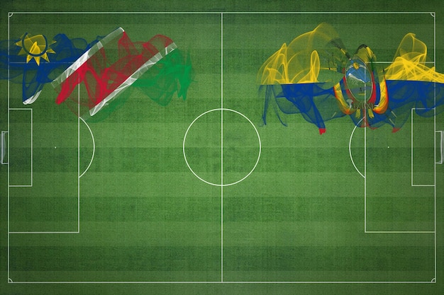 Namibië vs Ecuador voetbalwedstrijd nationale kleuren nationale vlaggen voetbalveld voetbalwedstrijd Competitie concept Kopieer ruimte