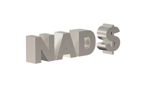 Namibische dollar NAD valutasymbool van Namibië in Metallic zilver
