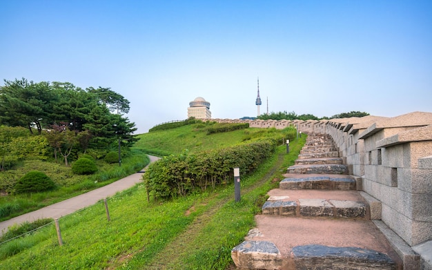Фото Парк намсан сеул южная корея прекрасная общественная природная достопримечательность возле башни нсеул