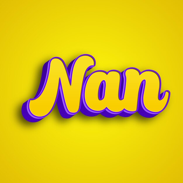 Nan typography 3d design yellow pink white background photo jpg