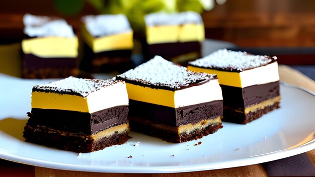 Nanaimo bars op een bord