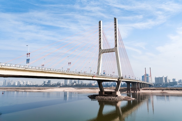 Nanchang Bayi Bridge under the blue sky