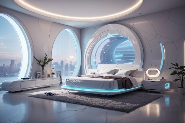 Nano Healing Hideaway A Futuristic Bedroom for Health and Rejuvenation