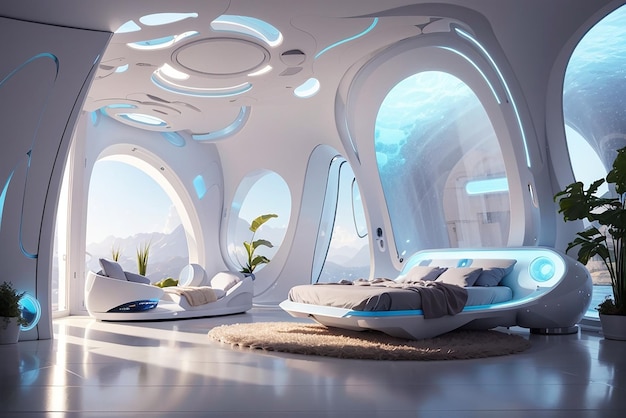 Nano Healing Hideaway A Futuristic Bedroom for Health and Rejuvenation