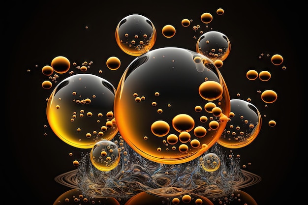 Nanoparticles in liquid solution on black background nanotechnologies created with generative ai