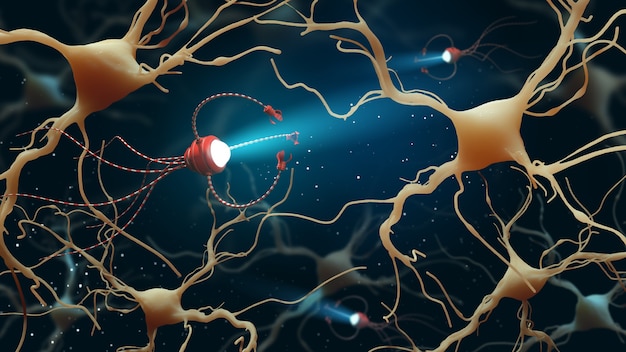 Photo nanorobot inspecting brain cells