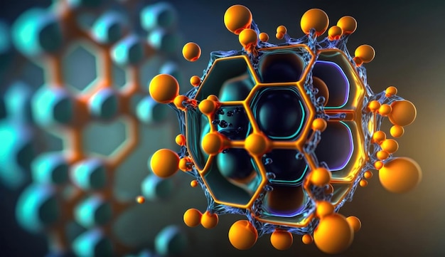 Nanotechnologie die het spel verandert Een macrofoto van een moleculaire nanotechnologie in het laboratoriumonderzoek