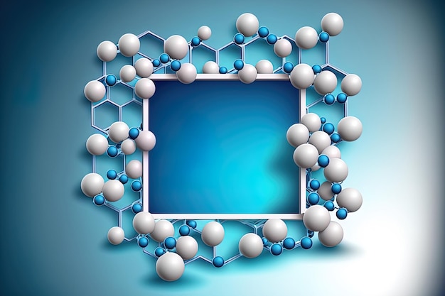 Нанотехнологический фон с синей рамкой и белым пространством