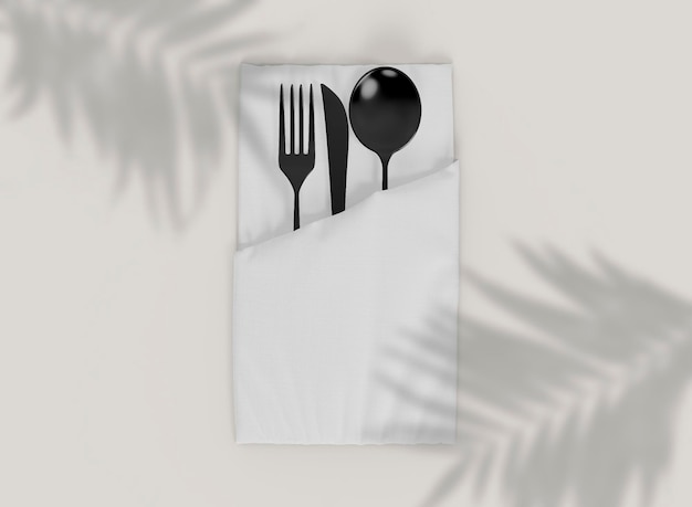 Napkin with Black Cutlery