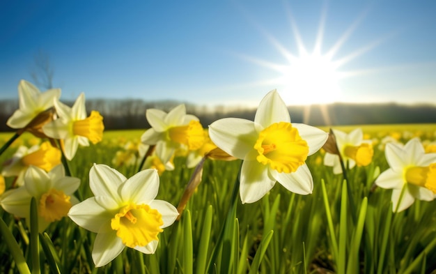 Narcissenbloemen op het veld