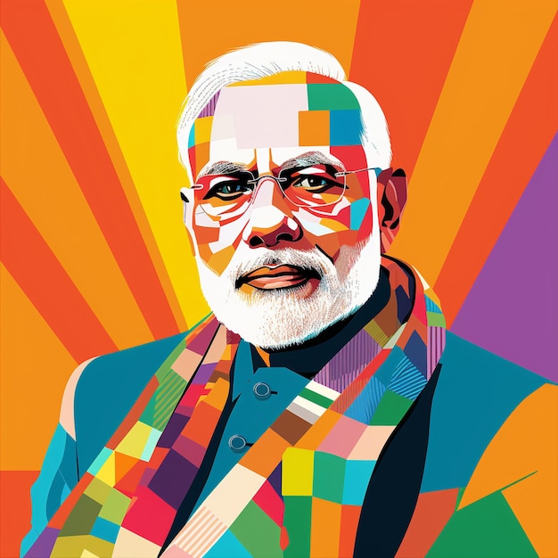 Narendra Modi AI Narendra Modi Artwork Narendra Modi Painting Narendra Modi Colorful Image