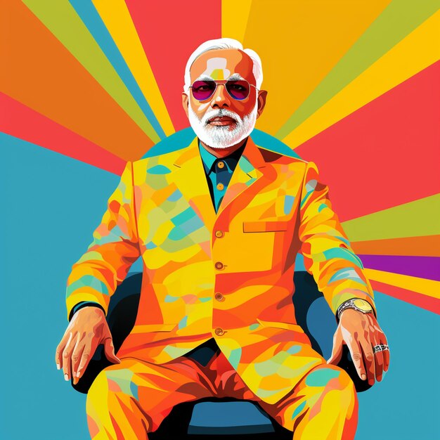 Photo narendra modi ai narendra modi artwork narendra modi painting narendra modi colorful image