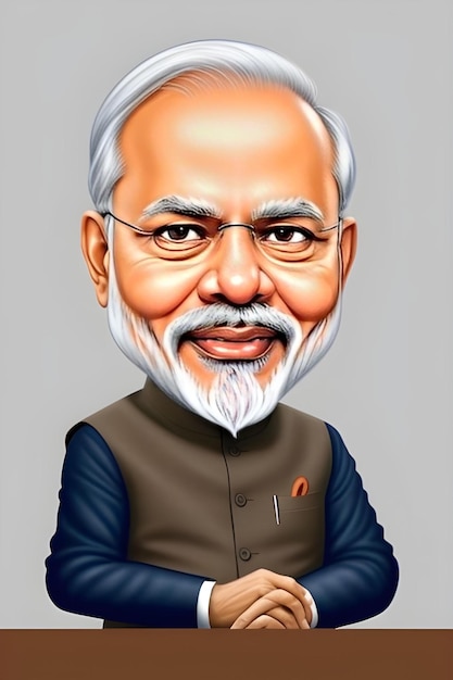 Photo narendra modi ji colored caricature on white sheet