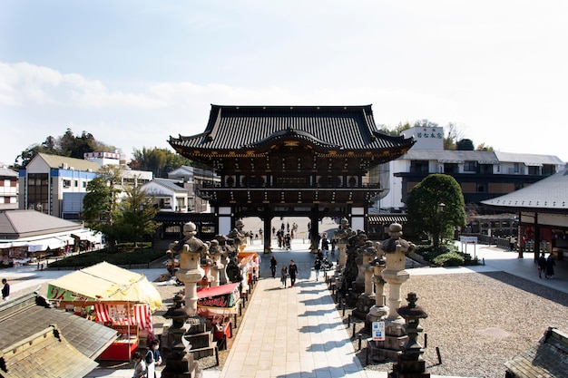 Naritasan Shinshoji Temple in Narita city for Japanese people and foreign travelers travel visit and praying god angel at Chiba Prefecture on March 31 2019 in Tokyo Japan