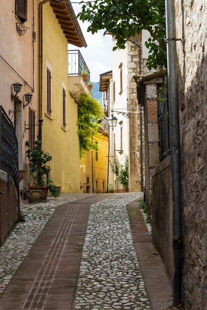 Narrow alley amidst buildings in town