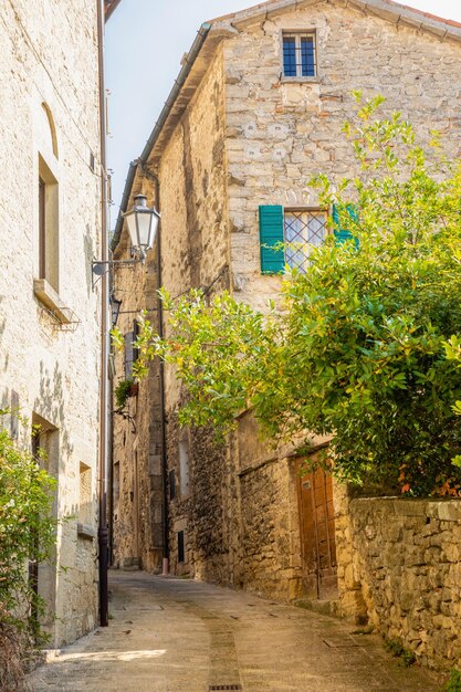 Narrow alley amidst old buildings in town