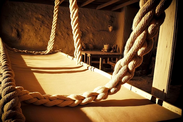 Narrow beams of rope for making hanging bed or hammock