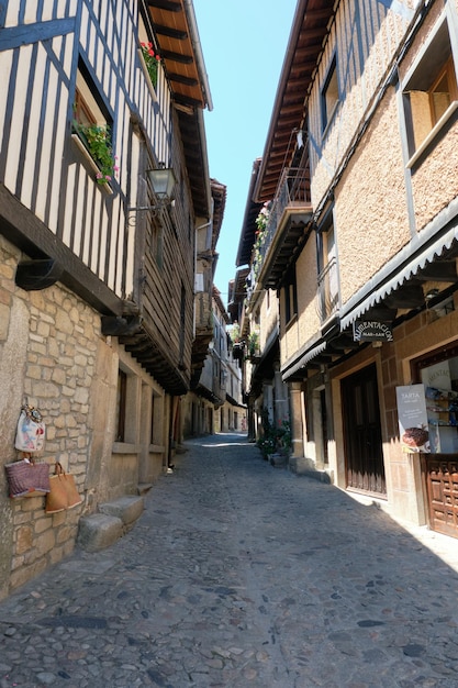 Narrow cobbled streets of, La Alberca, a small town in Spain.