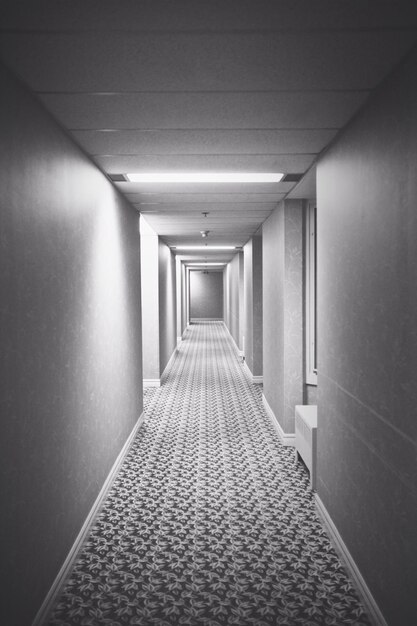 Narrow corridor in hotel